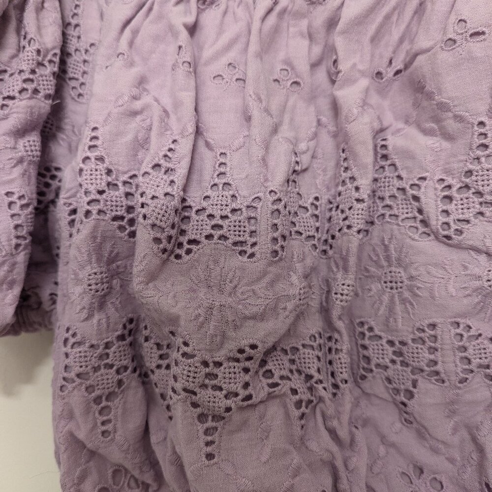 Lavender eyelet off the shoulder crop top - Picture 2 of 2